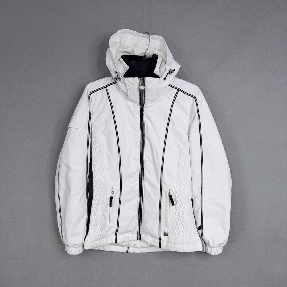 NILS Jacket Womens 6 White Hooded Insulated Ski Snowboard Quilted Panels Winter